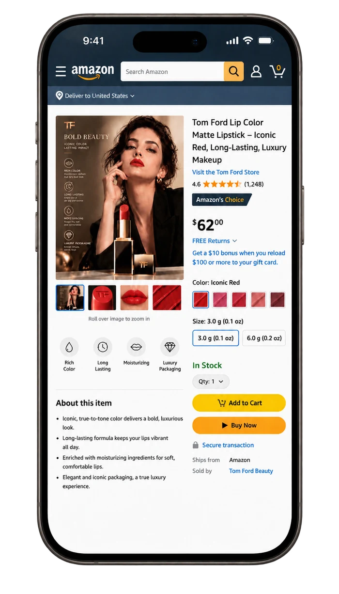 Marketplace listing generated by Pavoflow, previewed on a phone