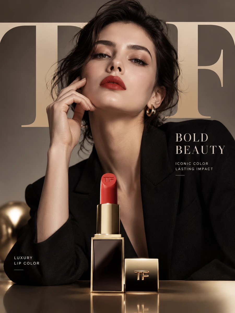 Luxury lipstick paid ad creative generated by Pavoflow